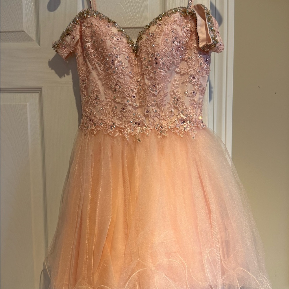 Pink Lace & Tulle Party Dress with Beaded Bodice